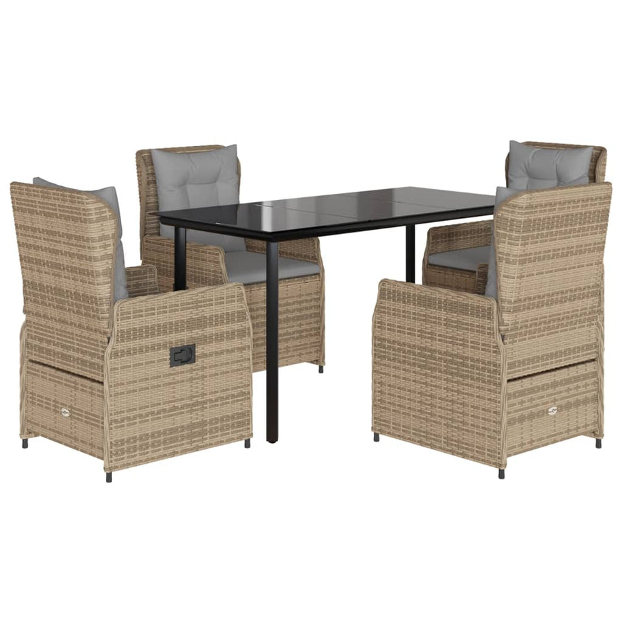 5-Delige Tuinset Met Kussens Poly Rattan 4 140 x 70 x 74 cm beige en lichtgrijs