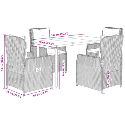 5-Delige Tuinset Met Kussens Poly Rattan 4 140 x 70 x 74 cm beige en lichtgrijs