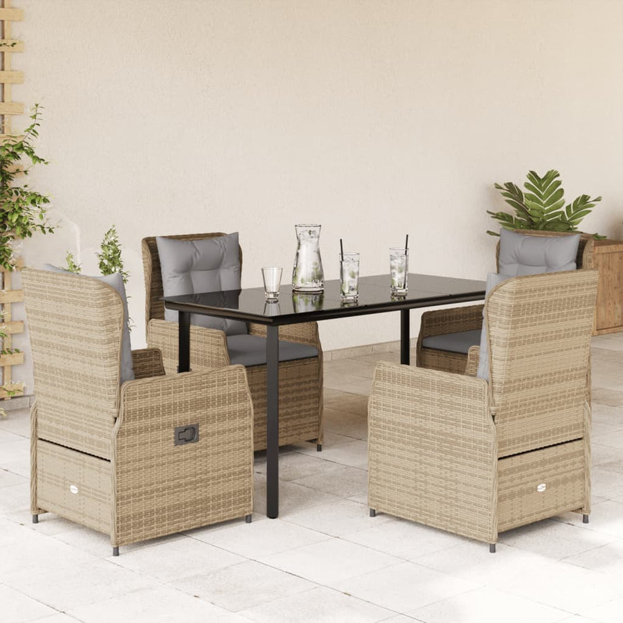 5-Delige Tuinset Met Kussens Poly Rattan 4 140 x 70 x 74 cm beige en lichtgrijs