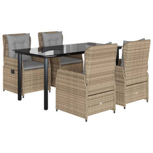5-delige Tuinset met kussens poly rattan beige