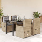 5-piece Garden Set with Cushions, Poly Rattan, Beige