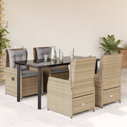 Tuinset poly rattan 5-delig beige met kussens