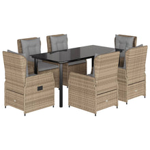 7-delige Tuinset met kussens poly rattan beige