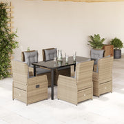 Tuinset 7-delig poly rattan beige met kussens