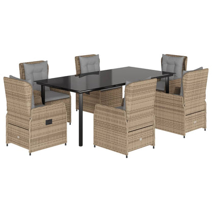 7-Delige Tuinset Met Kussens Poly Rattan Beige