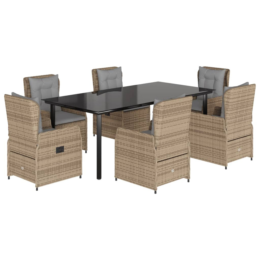 7-Delige Tuinset Met Kussens Poly Rattan Beige