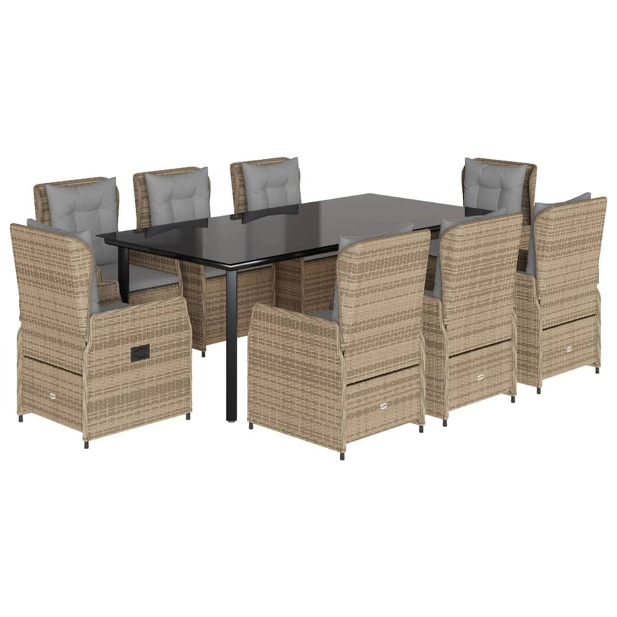 9-Delige Tuinset Met Kussens Poly Rattan Beige