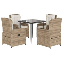 5-delige Tuinset met kussens poly rattan beige