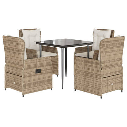 5-delige Tuinset met kussens poly rattan beige