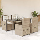 5-piece Garden Set with Cushions, Poly Rattan, Beige