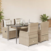 5-piece Garden Set with Cushions, Poly Rattan, Beige
