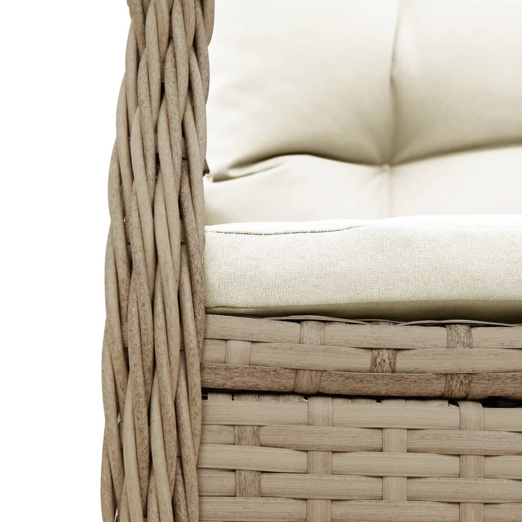 3-delige Tuinset met kussens poly rattan beige