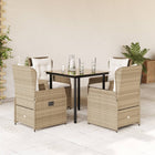 5-piece Garden Set with Cushions, Poly Rattan, Beige