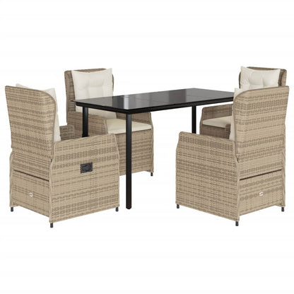 5-Delige Tuinset Met Kussens Poly Rattan 4 140 x 70 x 74 cm beige en crèmewit
