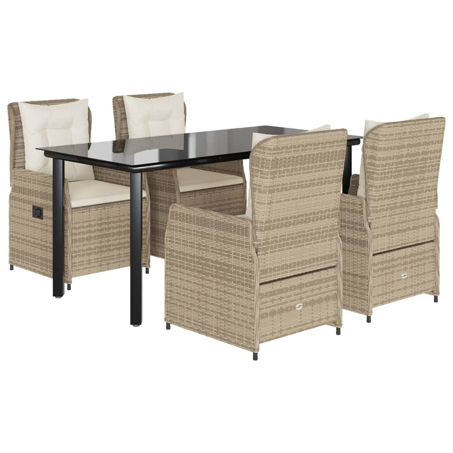 5-delige Tuinset met kussens poly rattan beige