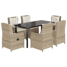 7-delige Tuinset met kussens poly rattan beige