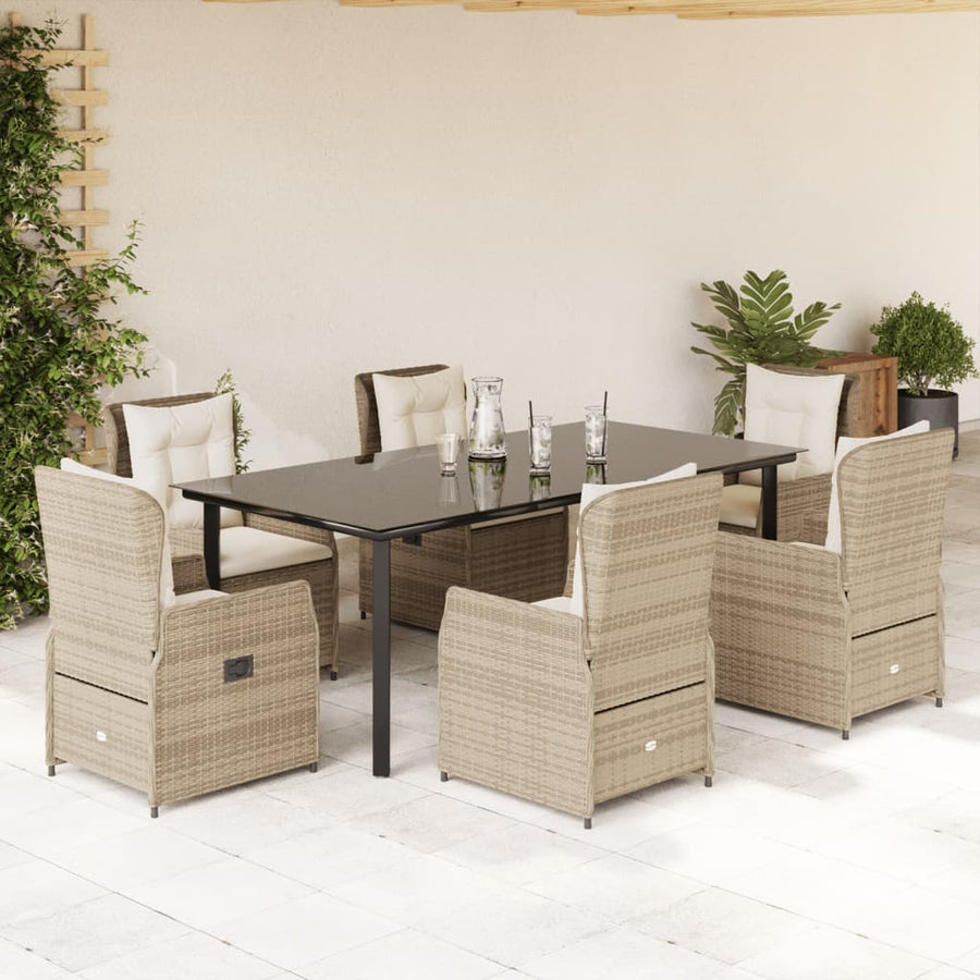 7-Delige Tuinset Met Kussens Poly Rattan Beige