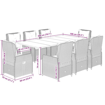 9-Delige Tuinset Met Kussens Poly Rattan 8