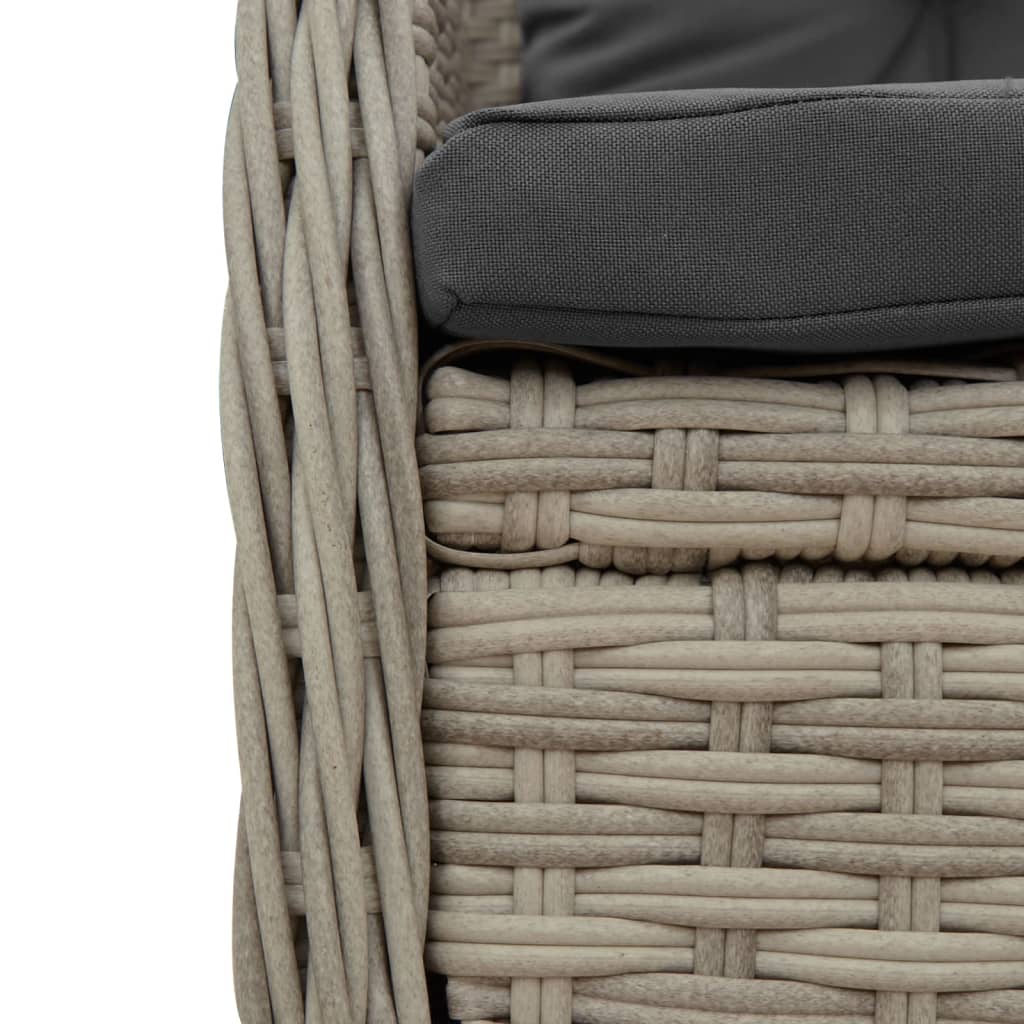 3-delige Tuinset met kussens poly rattan lichtgrijs