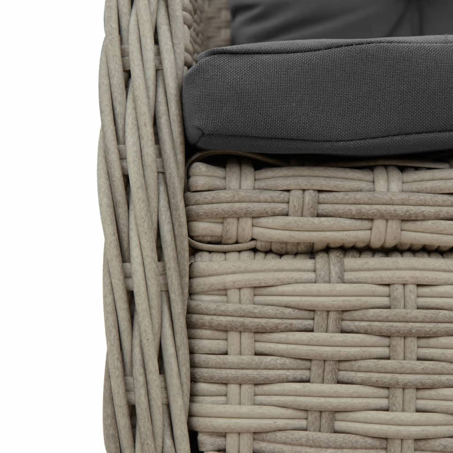 5-delige Tuinset met kussens poly rattan lichtgrijs