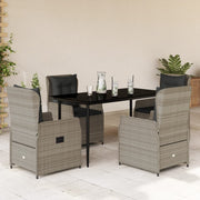 Tuinset 5-delig poly rattan lichtgrijs