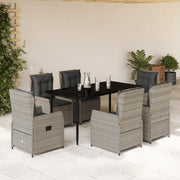 7-Piece Garden Set with Cushions Poly Rattan Grey