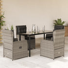 5-piece Garden Lounge Set with cushions poly rattan light grey