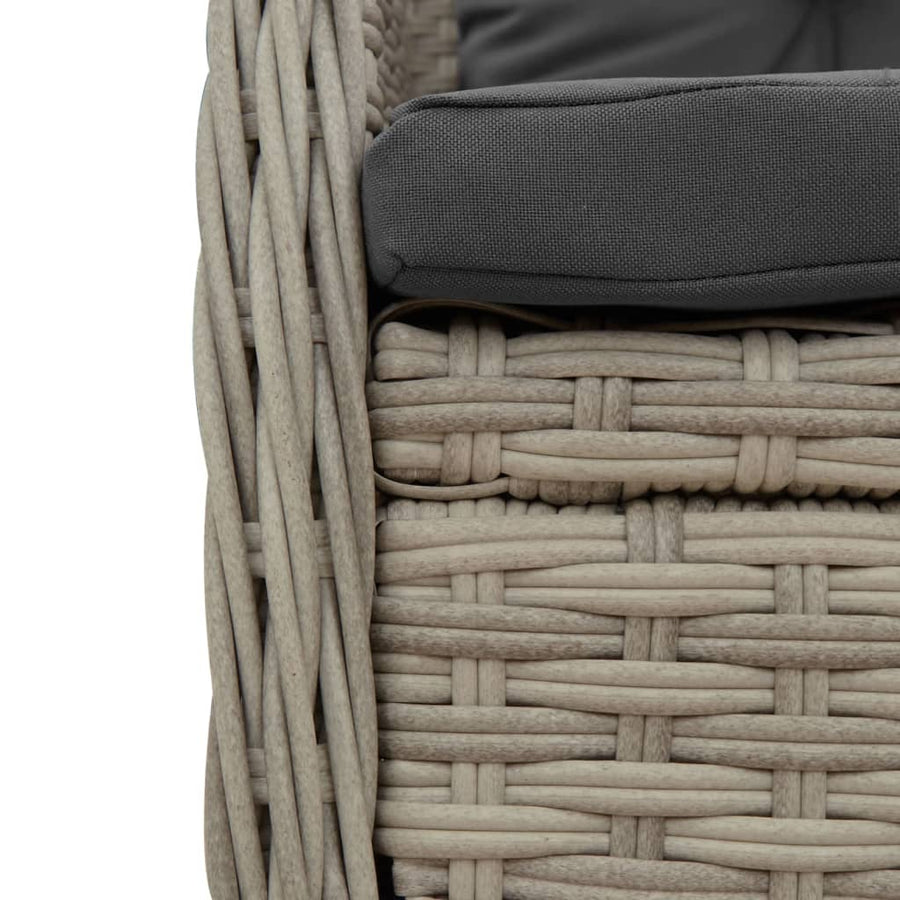 5-delige Tuinset met kussens poly rattan lichtgrijs