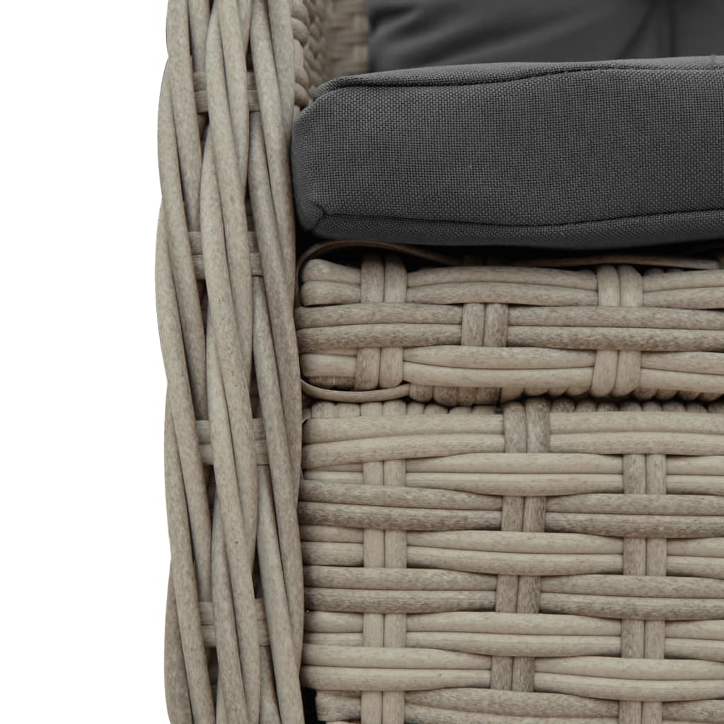 7-delige Tuinset met kussens poly rattan grijs