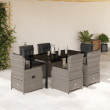 7-delige Tuinset met kussens poly rattan grijs