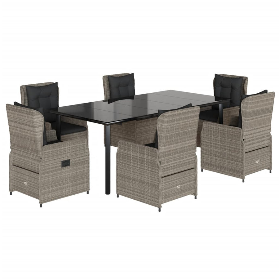 7-Delige Tuinset Met Kussens Poly Rattan Grijs 6 200 x 100 x 74 cm Lichtgrijs