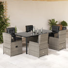 Tuinset 7-delig poly rattan grijs met kussens