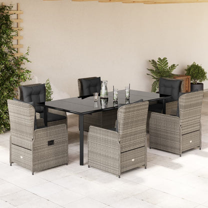 7-Delige Tuinset Met Kussens Poly Rattan Grijs 6 200 x 100 x 74 cm Lichtgrijs