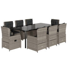 9-Delige Tuinset Met Kussens Poly Rattan 8 200 x 100 x 74 cm Lichtgrijs