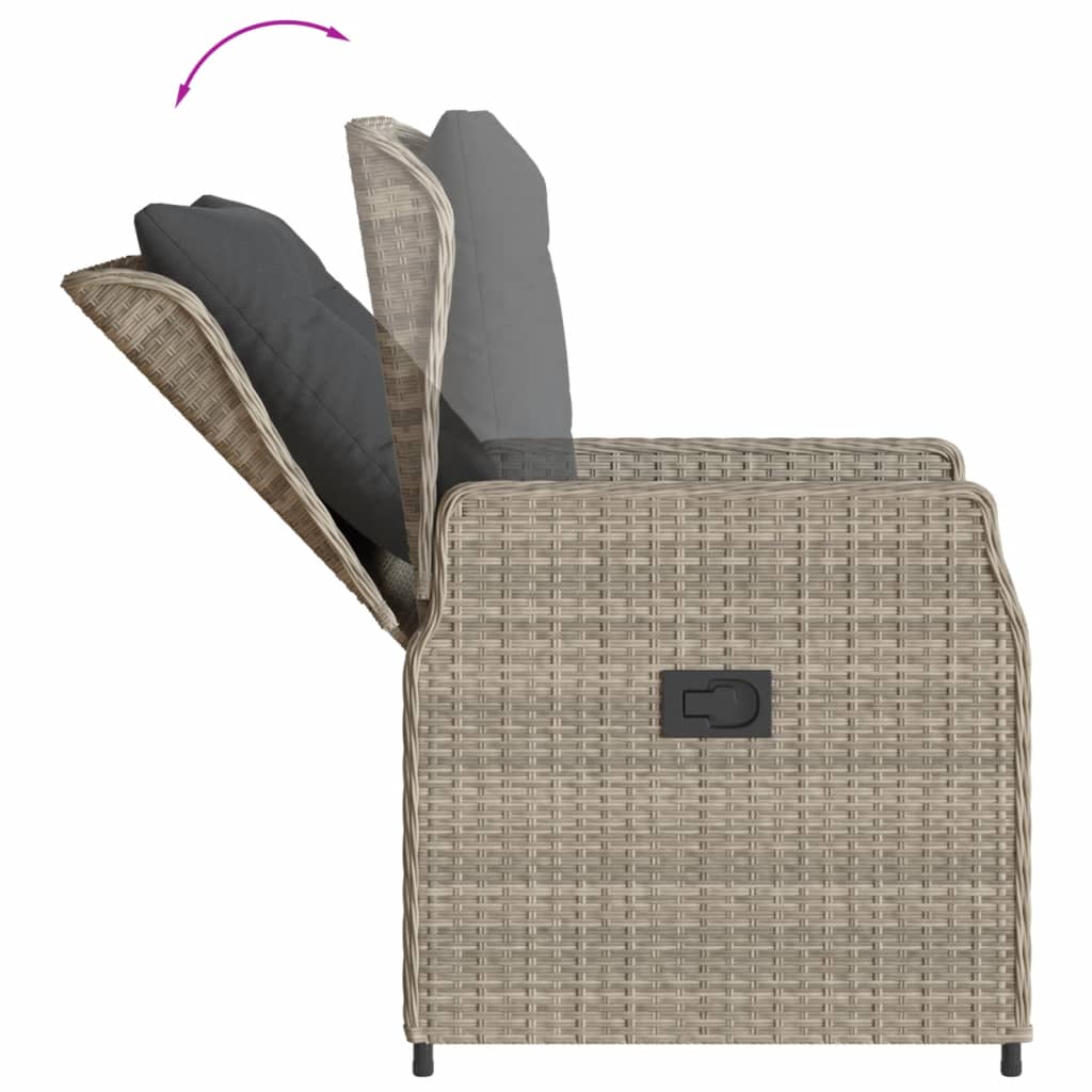 9-Delige Tuinset Met Kussens Poly Rattan 8 200 x 100 x 74 cm Lichtgrijs