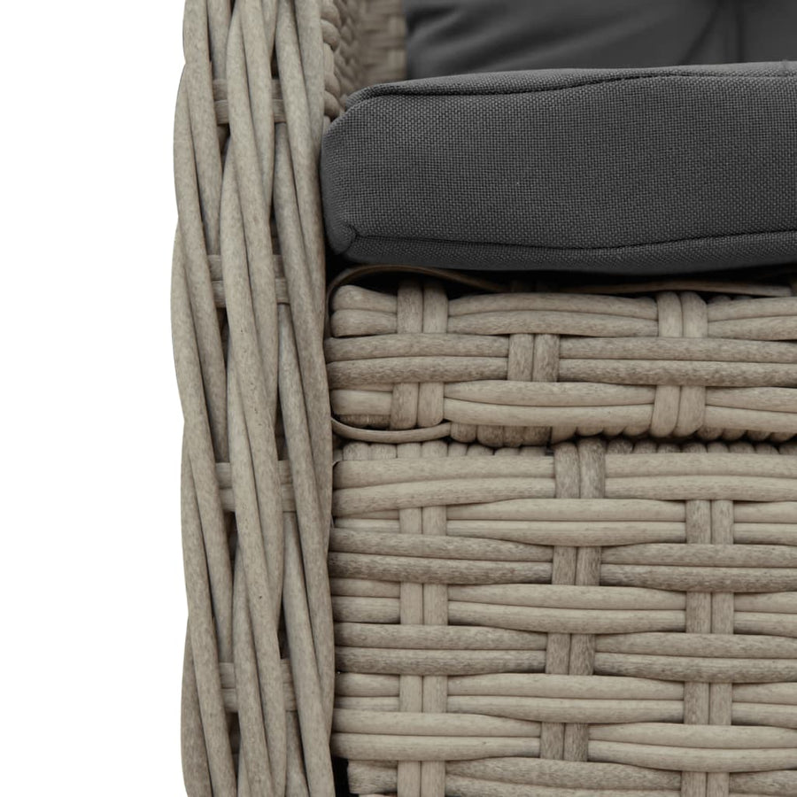 9-Delige Tuinset Met Kussens Poly Rattan 8 200 x 100 x 74 cm Lichtgrijs