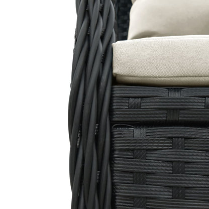 3-delige Tuinset met kussens poly rattan zwart