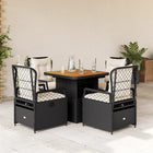 5-piece Garden Set with Cushions, Poly Rattan, Black
