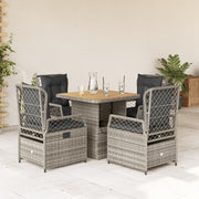 Tuinset 5-delig poly rattan grijs