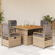 Tuinset 5-delig poly rattan beige acaciahout