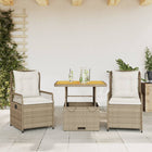 3-delige Tuinset met kussens poly rattan beige