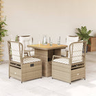 5-delige Tuinset met kussens poly rattan beige