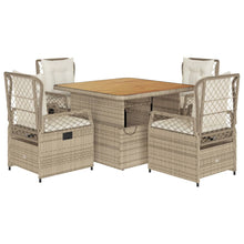 5-delige Tuinset met kussens poly rattan beige