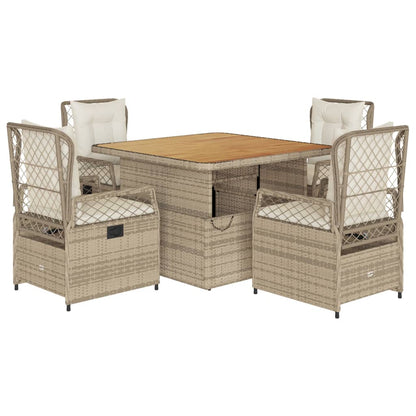 5-delige Tuinset met kussens poly rattan beige