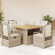 Tuinset 5-delig poly rattan beige met kussens