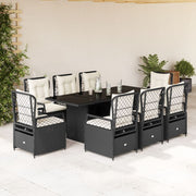 Tuinset poly rattan 9-delig zwart