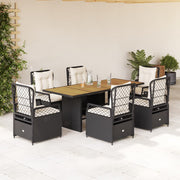 Tuinset 7-delig poly rattan zwart
