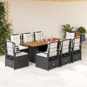 Tuinset 9-delig poly rattan zwart