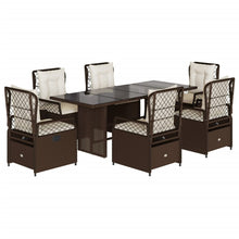 7-delige Tuinset met kussens poly rattan bruin