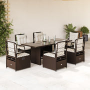 Tuinset 7-delig poly rattan bruin